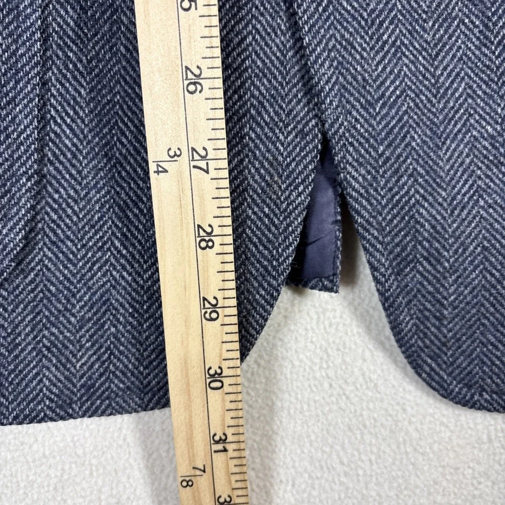 Lands' End Tweed Blazer Mens 41R‎ Wool & Leather Button Herringbone 2 Button USA